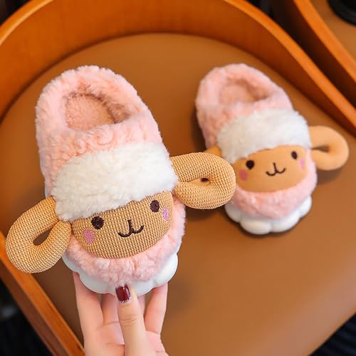 Toddler Kids Cartoon Cute Sheep Plush House Slippers Boys Girls Indoor Home Warm Anti Slip Close Toe Slippers2