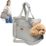 ALLSOPETS Trasportino per Gatti, Borsa Trasportino per Cani Piccoli, Tracolla Pieghevole in Tessuto Traspirante, Borsa Morbida da Viaggio con Tasche per Animali Domestici (Grigio Stellato, L)