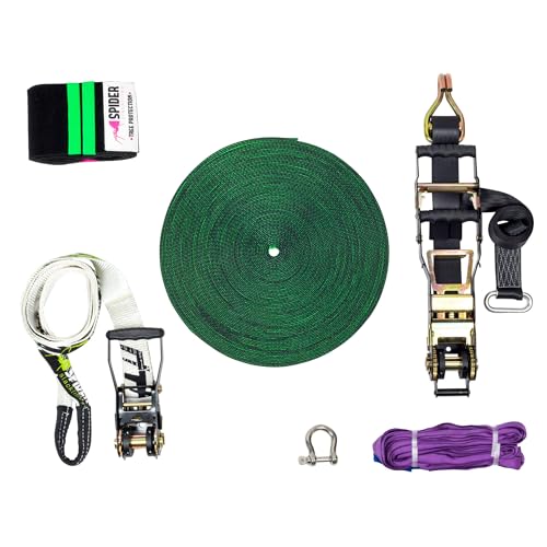Slackline de 50 metros con trinquete Slow Release XL y protector de árbol 2