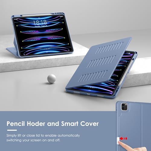 VIKESI Case for iPad Pro 12.9 6th / 5th / 4th / 3rd Generation Case 2022/2021/2020/2018,Multiple Angles Magnetic Stand Cover,Shockproof Soft Back,Pencil Holder,and Auto Sleep/Wake,Mist Blue by VIKESI - Used condition - Image 7