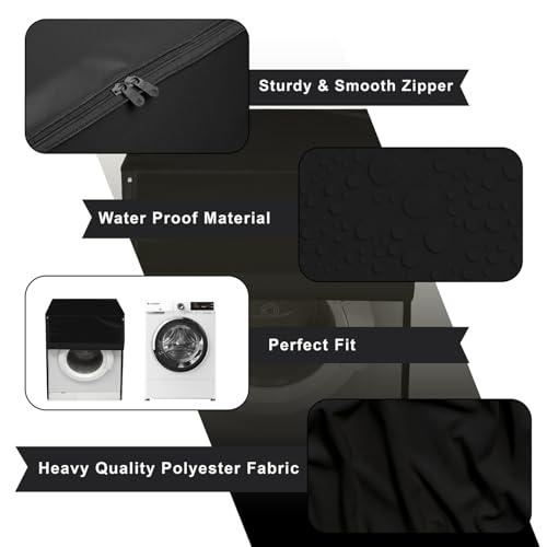 Image of Star Weaves Washing Machine Cover for Front Load LG FHT1208SWL 8 kg Washing Machine - Waterpoof & Dustproof Cover, Black Color, (WxDxH) In Cms:(60.96x53.34x86.34)
