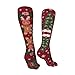 BoomDragon Fashion Cushion Crew Socks for Home Yoga Basketball, Women & Girls Arch Support Knee High Christmas Gingerbread Man Tree Thermal Socks