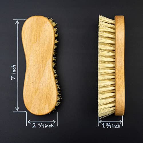 Konex Nylon Fiber Economy Utility Cleaning Hand Brush. Heavy Duty Hand-Held Scrub Medium-Stiffness Bristle Brush With Wood Body. (Peanut Shaped, Medium Stiffness Bristles) #TOP2