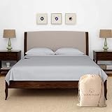 Olympic Queen Sheets Set, 100% Egyptian Cotton, Luxury 600 Thread Count, 4 Pc Super Queen Sheets Sets, Soft & Breathable, Snug Fit,16' Deep Pocket Fitted Sheet, 2 Pillowcases & 1 Flat Sheet,Light Gray