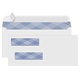500#8 Self Seal Business Envelopes, PANDRI No.8 Double Window Design for Business and Quickbooks Check(invoice not fit), Documents Secure Mailing - Number 8 Size 3 5/8 X 8 11/16-24LB