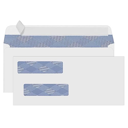 500#8 Self Seal Business Envelopes, Pandri No.8 Double Window Design For Business And Quickbooks Check(Invoice Not Fit), Documents Secure Mailing - Number 8 Size 3 5/8 X 8 11/16-24Lb #TOP10