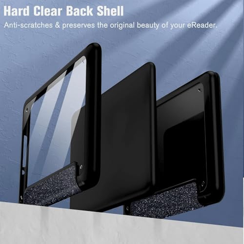 Image of MOCA Case for 7 Inch Kindle Paperwhite 12th Gen 2024 and Signature Edition, Slim Shockproof Clear Back Cover, Auto Sleep /Wake Protective Case (Glitter Black)