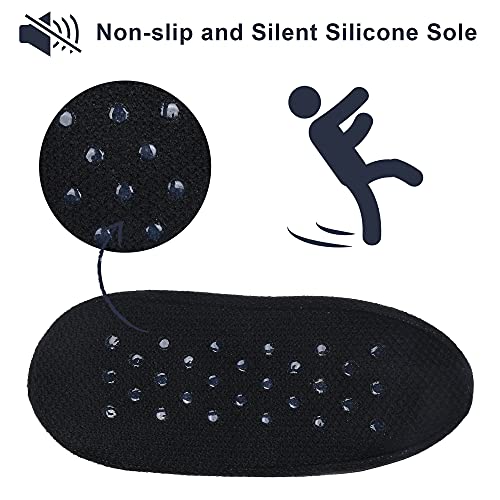 Sustyle Slipper Socks For Women-Winter Cozy Soft Non-Slip Fleece-Lined Knit Black Bedroom Socks-Cat Gifts For Lady (Black, M, Medium) #TOP3