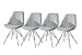 Produktbild DuNord Design Esszimmerstuhl Stuhl Set 4er grau Strukturstoff Chrom Retro Design Küchenstuhl New Stockholm
