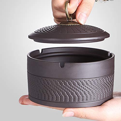 Wofo Ceramic Ashtray With Lid Desktop Smoking Ash Tray Chinese Style Home Office Decorations Windproof Smokeless Ashtrays (Cang) #TOP2