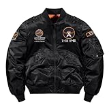 BININBOX Chaqueta de Aviador para Hombre Cazadora Bomber con Cuello Alzado Chaqueta de Otoño e Invierno (Negro, XL)