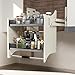 LOCVCDA Pull Down Shelf for Kitchen Upper Cabinet,Heavy Duty Pull Down Cabinet Organizer, 2 Tier Upper Cabinet Pull Down Spice Racks for Tall Kitchen, 26-28inch Width, White