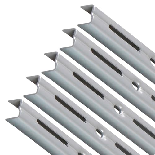 PRIOstahl Wandschienen für Regalträger - 5 x Schienen | 1-reihig | Länge: 1000 mm | Silber | Wandhalterung zur flexiblen Montage von Regalsystemen Regalhalter Regalbodenträger Wandregal aus Stahl