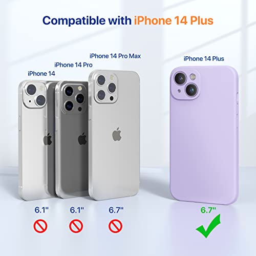 Image of Miracase Designed for iPhone 14 Plus Case with Screen Protector,[Upgraded Enhanced Camera Protection],Shockproof Liquid Silicone Case with Microfiber Lining,6.7 inch(Light Purple)