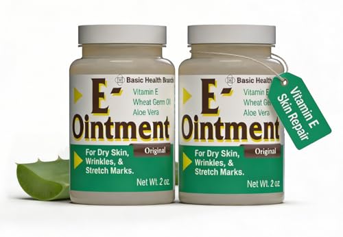 Basic Brands - Vitamin E Ointment - 2oz - Moisture Enhancing - Can Help Reduce Appearance of Scars Stretch Marks Fine Lines & Wrinkles - 2-Pack