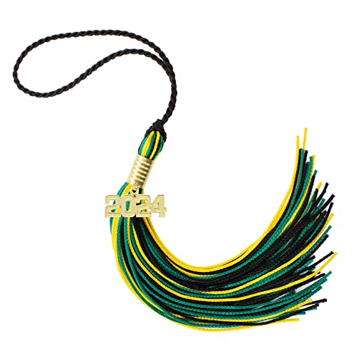 Tassel Depot 2024 Black/Dark Green/Gold Graduation Tassel - Every School Color Available - Made in USA