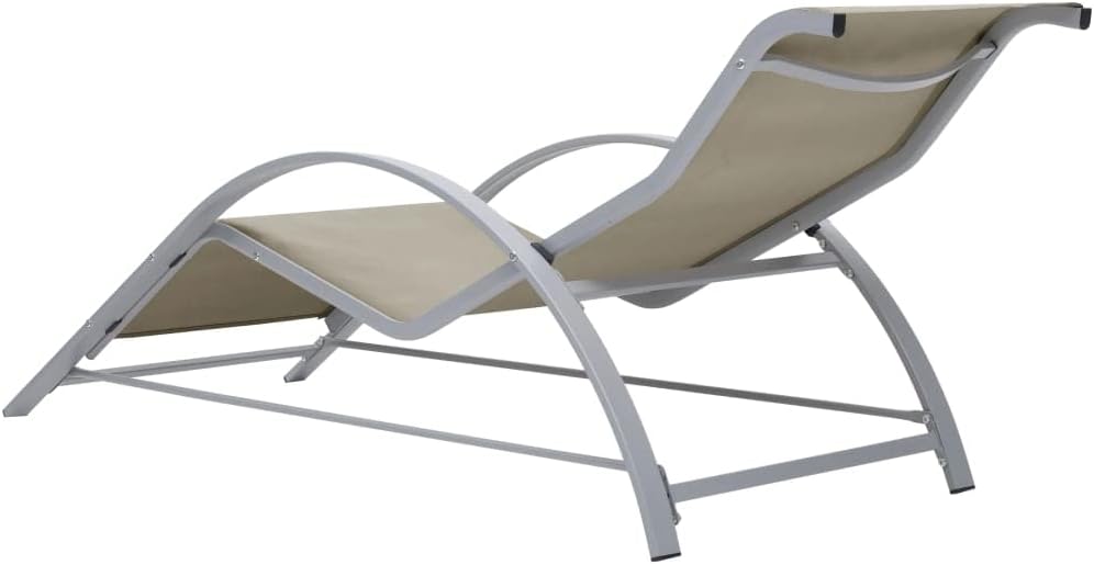 Sun Loungers 2 pcs with Table,Patio Furniture,Outdoor Seating,Patio Lounge Chairs,Tanning Chair,Sun Loungers Outdoor,for Outside,Patio,Yard,Lawn,Beach,Sunbathing,Pool, Aluminum Cream