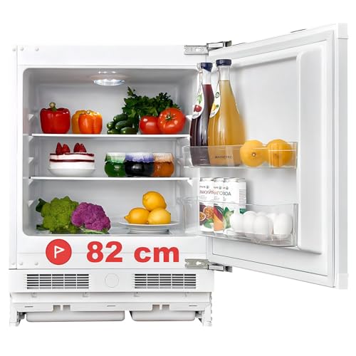 Réfrigérateur encastrable 82 cm sous plan de travail,petit frigo encastrable,mini refrigerateur sans congélateur | 110 L| Low Frost | Avec charnières de porte...