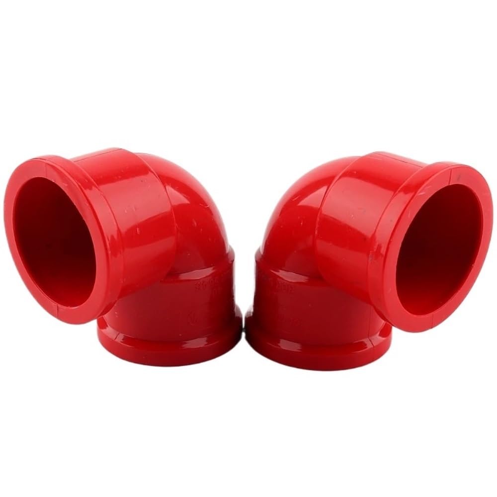 Złączki rurowe PCV, 2 szt. 20-50mm czerwona rura pcv 2-drożne złącze 90 stopni nawadnianie ogrodu równe kolanko adapter rurowy armatura rury wodnej(25mm)