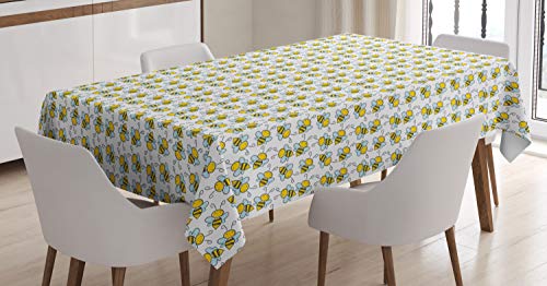 Lunarable Bee Tablecloth, Funny Little Honey Maker Summer Buzzing Insects
