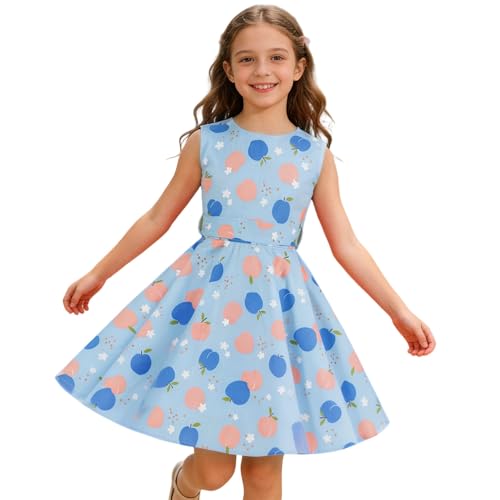 Robe enfant sans manches chic à pois avec nœud dorsal pour soirée