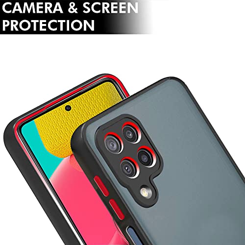 Image of TheGiftKart Translucent Hybrid Back Cover Case for Samsung Galaxy M53 5G | Smoked Matte Back | 360 Degree Protection | Protective Hard Back Case Cover | Black Bumper