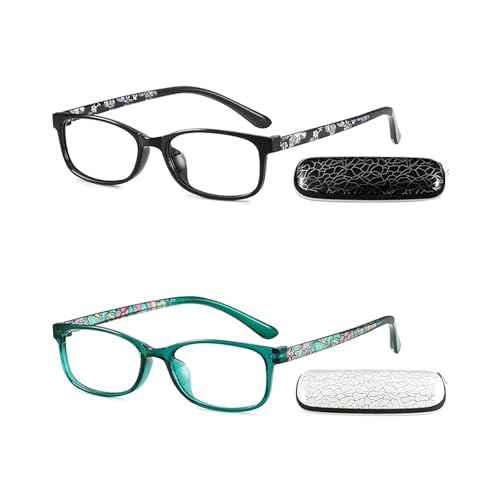 JiSoo Reading Glasses Women 1.0 - Small Ladies Reading Glasses, Flexible Lightweight Cute Womens Readers 2Pack,Green+Black