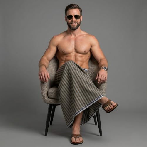 Image of Men's Cotton Lungi | Soft Breathable Wrap Around Lungi | Comfortable Daily & Home Wear for Men