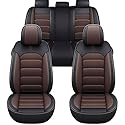 FIENZA Auto Sitzbezüge Set für Kia Venga, 5 Stück Sitzbezug Auto Set Rücksitz Leder Vordersitze Atmungsaktiv Wasserdicht Und Komfortabel, Sitzschoner Universal für Fahrersitz und Beifahrersitz(Brown)