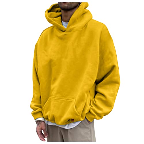 LCMTWX Hoodies for Men Winter Casual Loose Solid Hooded Sweater Top Men's Hooded Fleece Sweatshirt Heavyweight Fleece