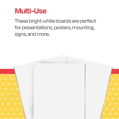School Smart Poster Board Paper, White, 12 pt Thick, For Posters, Signs, Crafts, Displays, Classroom Projects, 11 x 14 Inches, 25 Pack