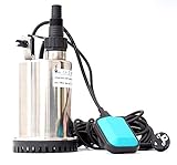 CSP400C AQUA-Line Flachsaugende Tauchpumpe Schmutzwasserpumpe Poolpumpe aus Edelstahl INOX 400W inkl. Schwimmerschalter !! TÜV/GS/EMC/CE !!, Abschalthöhe 5mm, Fördermenge: 7500l/h, 230V / 50Hz