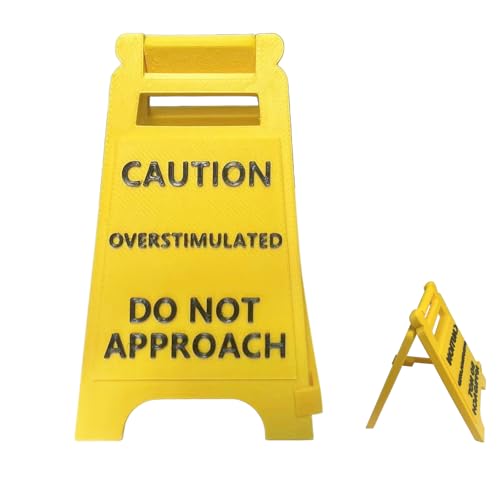 Funny Caution Overstimulated Desk Sign 10x6cm