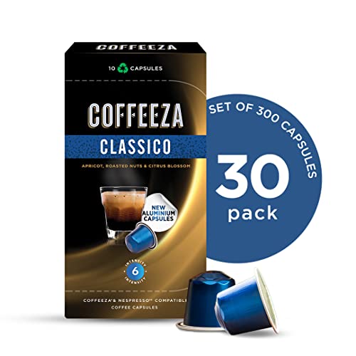 Image of Coffeeza Classico Aluminum Coffee Capsules, Intensity - 6 /10 - Nespresso Compatible Coffee Pods (Box of 300)