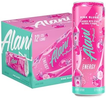 Alani Nu PINK SLUSH, Sugar Free, Low Calorie Energy Drinks, 200mg Caffeine, Biotin, B Vitamins, Zero Sugar, 10 Calories, 12 Fl Oz Cans, 12 Pack