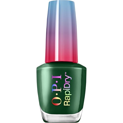 OPI RapiDry Fir Surely Fast | Opaque Dark Cool Forest Green Crème Quick Dry Nail Polish | Vegan, Smudge Proof, Fast Drying | Snow Time to Waste | Holiday 2025