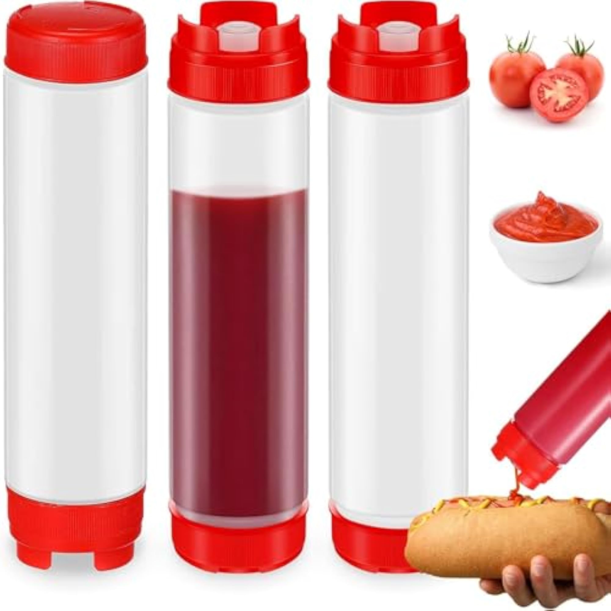 3 Pieces Condiment Squeeze Bottles Refillable