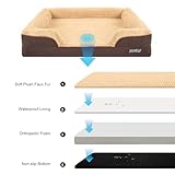 JOYELF Orthopädisches Hundebett für extra große Hunde, Schaumstoff-Sofa-Couch-Bett, wasserdichtes Haustierbett mit abnehmbarem, waschbarem Bezug und rutschfestem Boden für Hunde - Kaffee