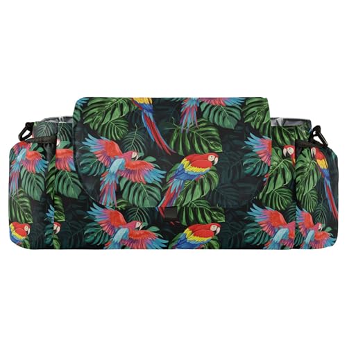 Burbuja Tropical Parrots Stroller Organizer with Insulated Cup Holders, Non-Slip Stroller Caddy Universal Fits Most Strollers, Nursery Accessories