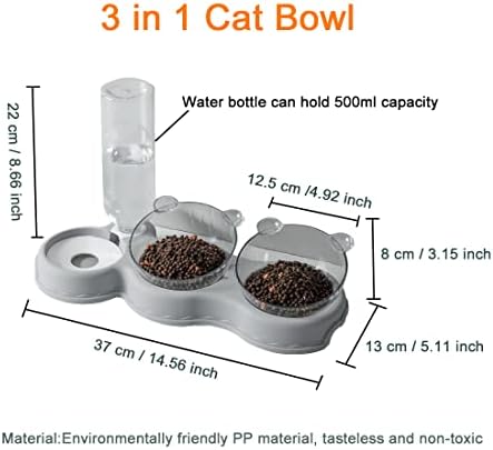 TeTupGa Cat Bowls, 3 in 1 Detachable Bowls For Cat Dog Puppy Feeder Anti-spil Food Bowl Water Automatic Drinking Bottle