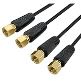 F-Factory アンテナケーブル 0.5m (スリム・極細) 4K8K/ BS/CS/地デジ/CATV 放送対応 S-2.5C-FB 同軸ケーブル 0.5m 2本入り 両端F型コネクター(ネジ式) 金メッキ 黒/ブラック FNT-2CNN-GB05
