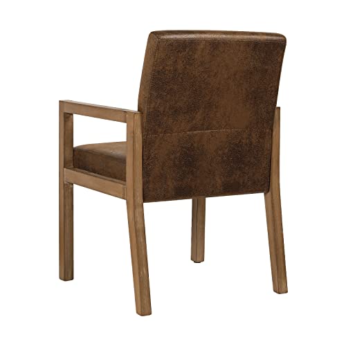 Bekrvio Dining Chairs Upholstered Dining Chairs With Arms, Mid Century Modern Accent Chairs For Living Room Arm Chairs With Wood Frame (2, Brown With Wood Arms) #TOP3