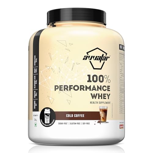 Image of avvatar PERFORMANCE WHEY PROTEIN | 2Kg | Cold Coffee Flavour | 25g Protein | 57 Servings