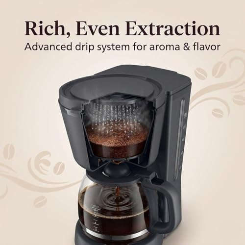 Image of Drumstone Drip Coffee Maker 1.2L - Brew Up to 10 Cups, Glass Carafe Coffee Machine with Auto Shut-Off & Keep Warm Function for Home-(𝐒𝐩𝐞𝐜𝐢𝐚𝐥 𝟏+𝟏 𝐘𝐞𝐚𝐫𝐬 𝐖𝐚𝐫𝐫𝐚𝐧𝐭𝐲)