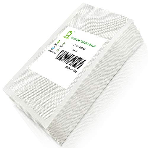 CANLENPK Bolsas Selladoras Vacío 7x10CM/2.7×4 Tamaño Pequeño,Bolsa Almacenamiento Alimentos Precortada,Hervir Vapor,Congelar,Bolsas Sellables Grado Comercial Bolsa Gofrada Envasado(100 Unidades)