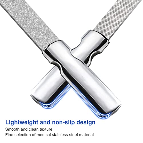 Nail File,Stainless Steel Nail File Set Contains 2 Nail Files With Anti-Slip Handle And Leather Case, Double Sided And Files Nails Easily,Nail Files For Natural Nails Removing Calluses,Dead Skin #TOP4