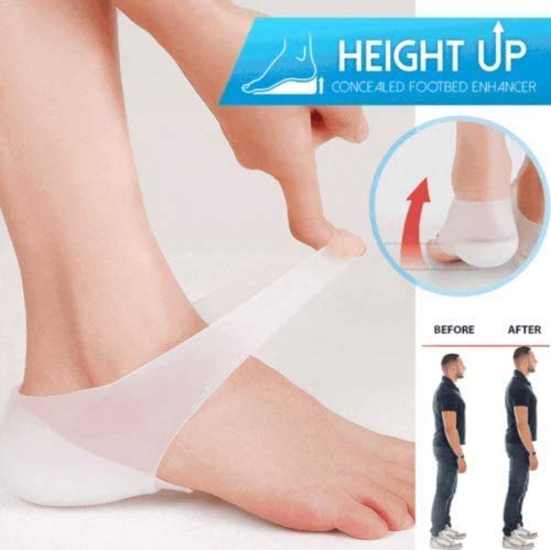 Concealed Footbed Enhancers Invisible Height Increase Soft Silicone Heel Insoles, Heel Lifting Comfortable Heel Cover For Women Men (Increase 2Cm, A-White With Holes)