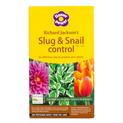 Flower Power Richard Jackson Organic Slug & Snail Control Pellets Natural Metaldehyde-Free Formula with Iron Phosphate Plant Safe Treatment for Garden and Vegetables 1.2kg