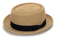 KorhLeoh Summer Pork Pie Strohhut 1920er Bowler Flat Top Fedora Hut Kostüm Party Cap für Männer Frauen Unisex