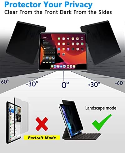 Magnetic iPad Pro 12.9 inch Privacy Screen Protector Removable & Reusable Anti Spy Privacy Filter for Apple iPad Pro 12.9 inch 2021 2020 2018 Anti Blue Light Anti Glare [Landscape Privacy]